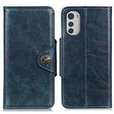 Leather Case Stands Flip Cover Holder M04L for Motorola Moto E32 Blue