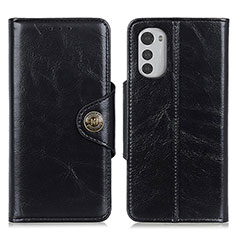 Leather Case Stands Flip Cover Holder M04L for Motorola Moto E32s Black