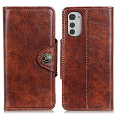 Leather Case Stands Flip Cover Holder M04L for Motorola Moto E32s Brown