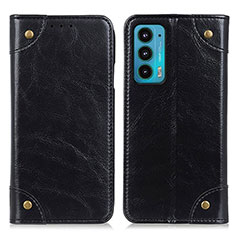Leather Case Stands Flip Cover Holder M04L for Motorola Moto Edge 20 5G Black