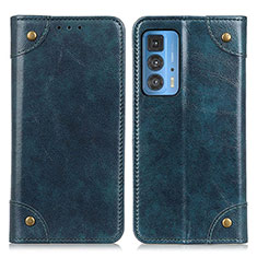 Leather Case Stands Flip Cover Holder M04L for Motorola Moto Edge 20 Pro 5G Blue