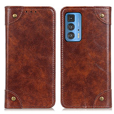 Leather Case Stands Flip Cover Holder M04L for Motorola Moto Edge 20 Pro 5G Brown
