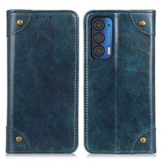 Leather Case Stands Flip Cover Holder M04L for Motorola Moto Edge (2021) 5G Blue