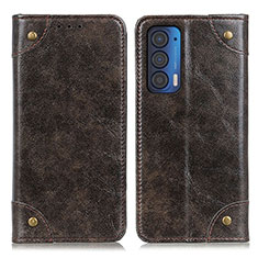Leather Case Stands Flip Cover Holder M04L for Motorola Moto Edge (2021) 5G Bronze