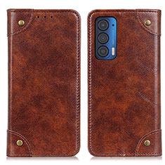 Leather Case Stands Flip Cover Holder M04L for Motorola Moto Edge (2021) 5G Brown