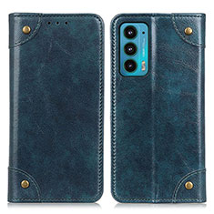 Leather Case Stands Flip Cover Holder M04L for Motorola Moto Edge Lite 5G Blue