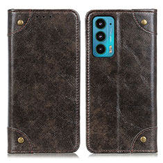 Leather Case Stands Flip Cover Holder M04L for Motorola Moto Edge Lite 5G Bronze