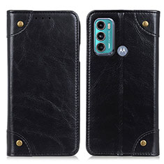 Leather Case Stands Flip Cover Holder M04L for Motorola Moto G40 Fusion Black
