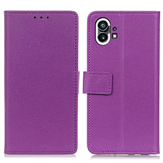 Leather Case Stands Flip Cover Holder M04L for Nothing Phone 1 Purple