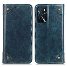 Leather Case Stands Flip Cover Holder M04L for Oppo A16 Blue