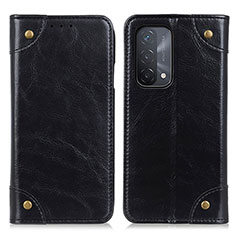 Leather Case Stands Flip Cover Holder M04L for Oppo A74 5G Black