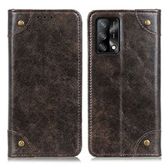 Leather Case Stands Flip Cover Holder M04L for Oppo A95 4G Bronze