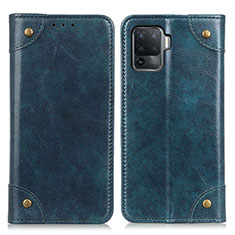 Leather Case Stands Flip Cover Holder M04L for Oppo F19 Pro Blue