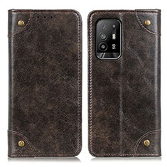 Leather Case Stands Flip Cover Holder M04L for Oppo Reno5 Z 5G Bronze