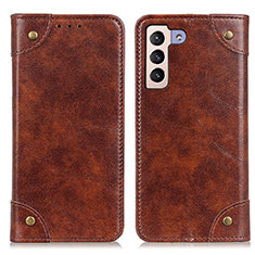 Leather Case Stands Flip Cover Holder M04L for Samsung Galaxy S21 5G Brown