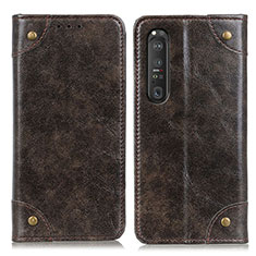 Leather Case Stands Flip Cover Holder M04L for Sony Xperia 1 III Bronze