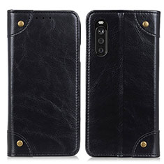 Leather Case Stands Flip Cover Holder M04L for Sony Xperia 10 III Black