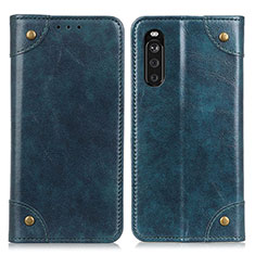 Leather Case Stands Flip Cover Holder M04L for Sony Xperia 10 III Blue