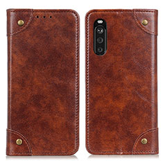 Leather Case Stands Flip Cover Holder M04L for Sony Xperia 10 III Brown