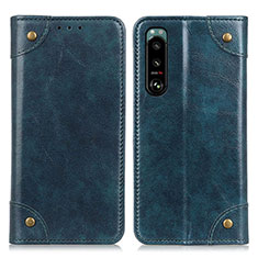 Leather Case Stands Flip Cover Holder M04L for Sony Xperia 5 III Blue