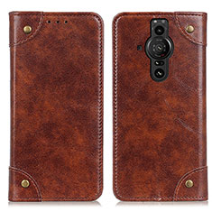 Leather Case Stands Flip Cover Holder M04L for Sony Xperia PRO-I Brown