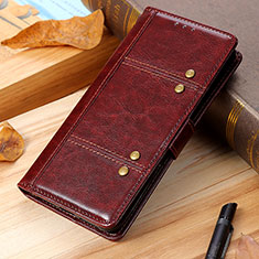 Leather Case Stands Flip Cover Holder M04L for Xiaomi Redmi Note 8 (2021) Brown