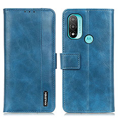 Leather Case Stands Flip Cover Holder M05L for Motorola Moto E20 Blue