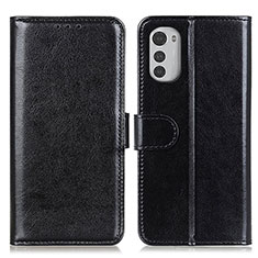 Leather Case Stands Flip Cover Holder M05L for Motorola Moto E32s Black