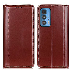 Leather Case Stands Flip Cover Holder M05L for Motorola Moto Edge 20 Pro 5G Brown