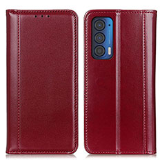Leather Case Stands Flip Cover Holder M05L for Motorola Moto Edge (2021) 5G Red