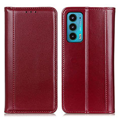 Leather Case Stands Flip Cover Holder M05L for Motorola Moto Edge Lite 5G Red