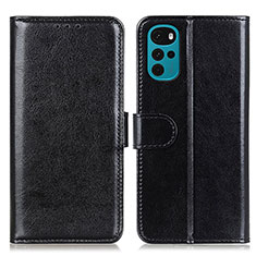 Leather Case Stands Flip Cover Holder M05L for Motorola Moto G22 Black