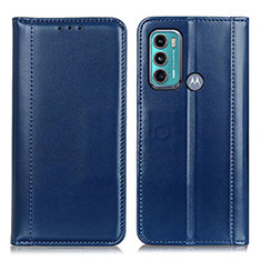 Leather Case Stands Flip Cover Holder M05L for Motorola Moto G40 Fusion Blue