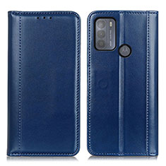 Leather Case Stands Flip Cover Holder M05L for Motorola Moto G50 Blue