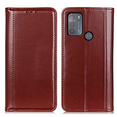 Leather Case Stands Flip Cover Holder M05L for Motorola Moto G50 Brown