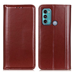 Leather Case Stands Flip Cover Holder M05L for Motorola Moto G60 Brown