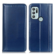 Leather Case Stands Flip Cover Holder M05L for Motorola Moto G60s Blue