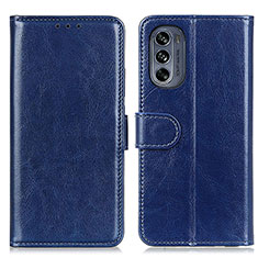 Leather Case Stands Flip Cover Holder M05L for Motorola Moto G62 5G Blue