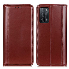 Leather Case Stands Flip Cover Holder M05L for Oppo A53s 5G Brown