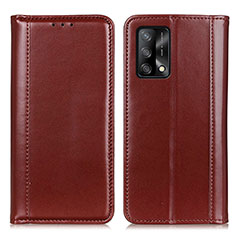 Leather Case Stands Flip Cover Holder M05L for Oppo A95 4G Brown