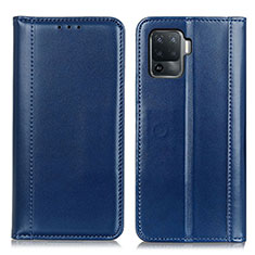Leather Case Stands Flip Cover Holder M05L for Oppo F19 Pro Blue