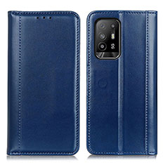 Leather Case Stands Flip Cover Holder M05L for Oppo Reno5 Z 5G Blue