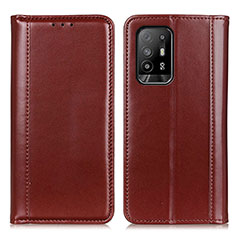 Leather Case Stands Flip Cover Holder M05L for Oppo Reno5 Z 5G Brown