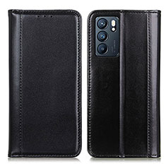 Leather Case Stands Flip Cover Holder M05L for Oppo Reno6 5G Black