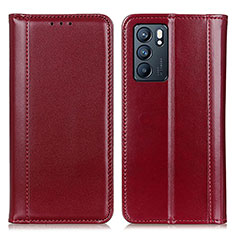 Leather Case Stands Flip Cover Holder M05L for Oppo Reno6 5G Red