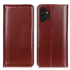Leather Case Stands Flip Cover Holder M05L for Samsung Galaxy A13 5G Brown