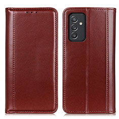 Leather Case Stands Flip Cover Holder M05L for Samsung Galaxy M14 5G Brown