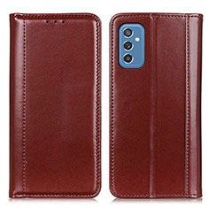 Leather Case Stands Flip Cover Holder M05L for Samsung Galaxy M52 5G Brown