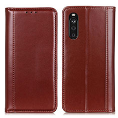 Leather Case Stands Flip Cover Holder M05L for Sony Xperia 10 III Brown