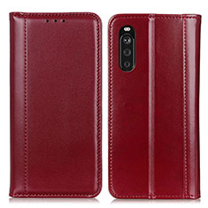 Leather Case Stands Flip Cover Holder M05L for Sony Xperia 10 III SO-52B Red